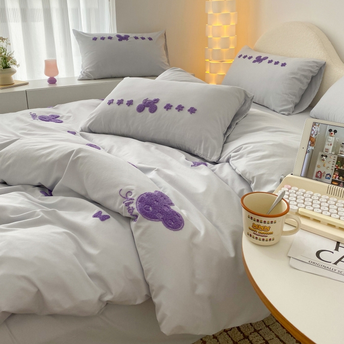 91家纺网 家纺一手货源 找家纺 潮邦 2025全新升级面料【奶小冻】春夏毛巾绣四件套 米妮鼠