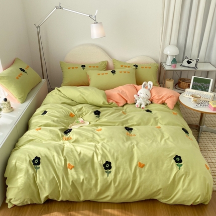 91家纺网 家纺一手货源 找家纺 潮邦 2025全新升级面料【奶小冻】春夏毛巾绣四件套 花蝶飞