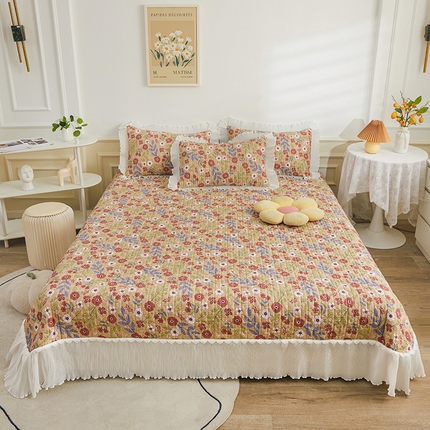 91家纺网 家纺一手货源 找家纺 （总）宜凡家纺   2023新款全棉花边床盖三四件套