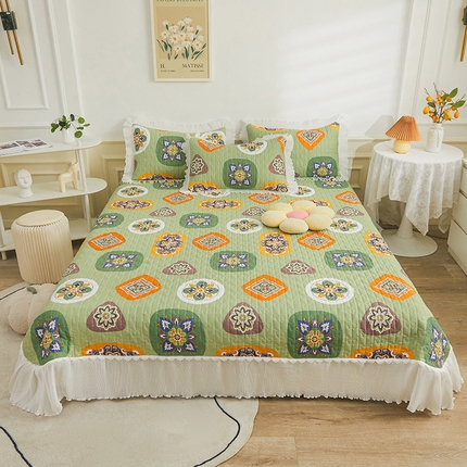 91家纺网 家纺一手货源 找家纺 （总）宜凡家纺   2023新款全棉花边床盖三四件套