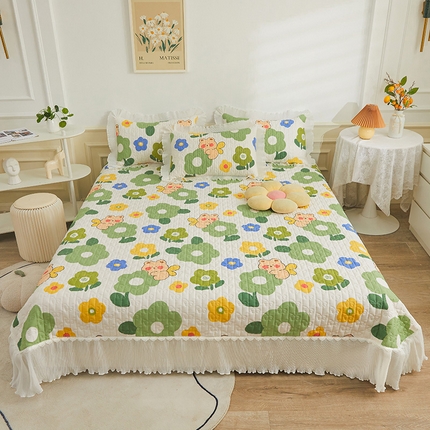 91家纺网 家纺一手货源 找家纺 （总）宜凡家纺   2023新款全棉花边床盖三四件套