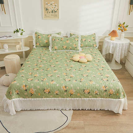 91家纺网 家纺一手货源 找家纺 （总）宜凡家纺   2023新款全棉花边床盖三四件套