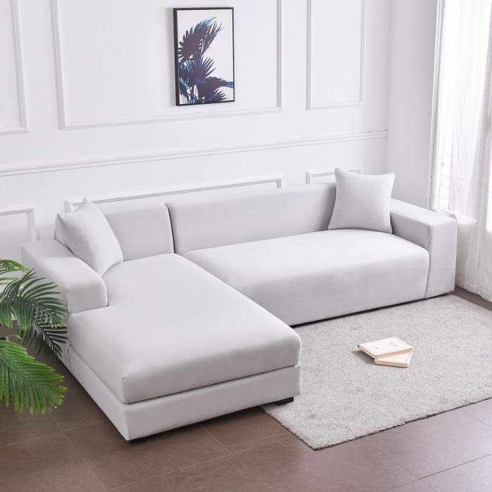 91家纺网 家纺一手货源 找家纺 飞翔家居2023新款德绒组合沙发套 浅灰色