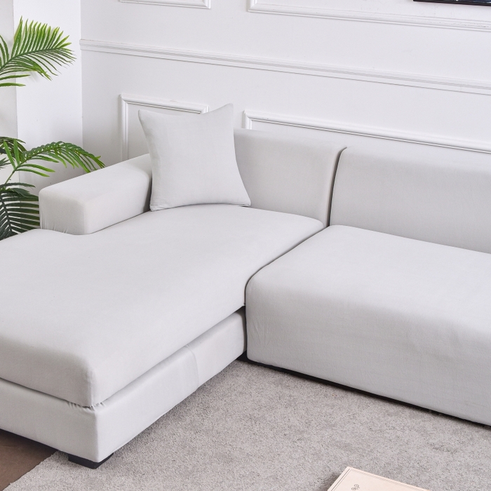 91家纺网 家纺一手货源 找家纺 飞翔家居2023新款德绒组合沙发套 浅灰色