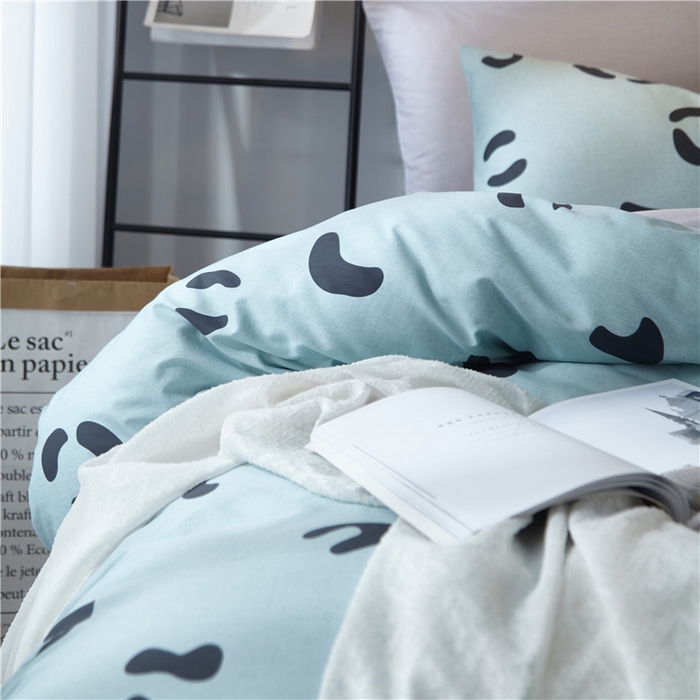 91家纺网 家纺一手货源 找家纺 沐白家居2023大版全棉印花四件套 0小恋曲-绿