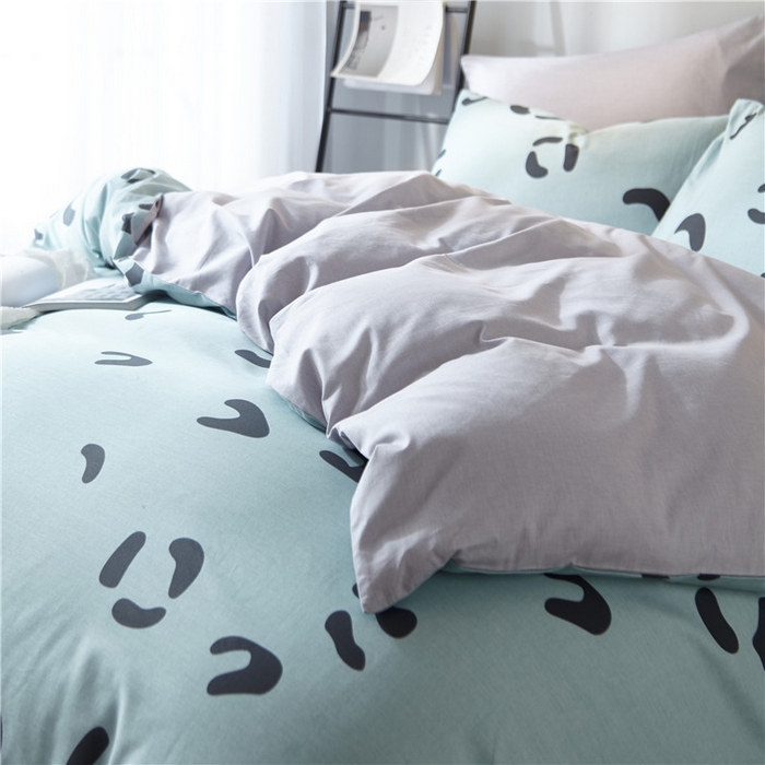 91家纺网 家纺一手货源 找家纺 沐白家居2023大版全棉印花四件套 0小恋曲-绿