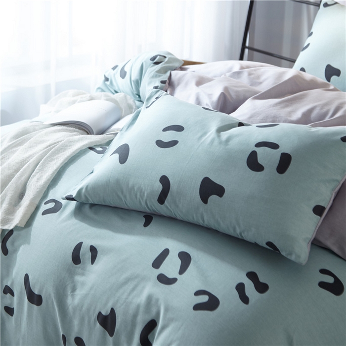 91家纺网 家纺一手货源 找家纺 沐白家居2023大版全棉印花四件套 0小恋曲-绿