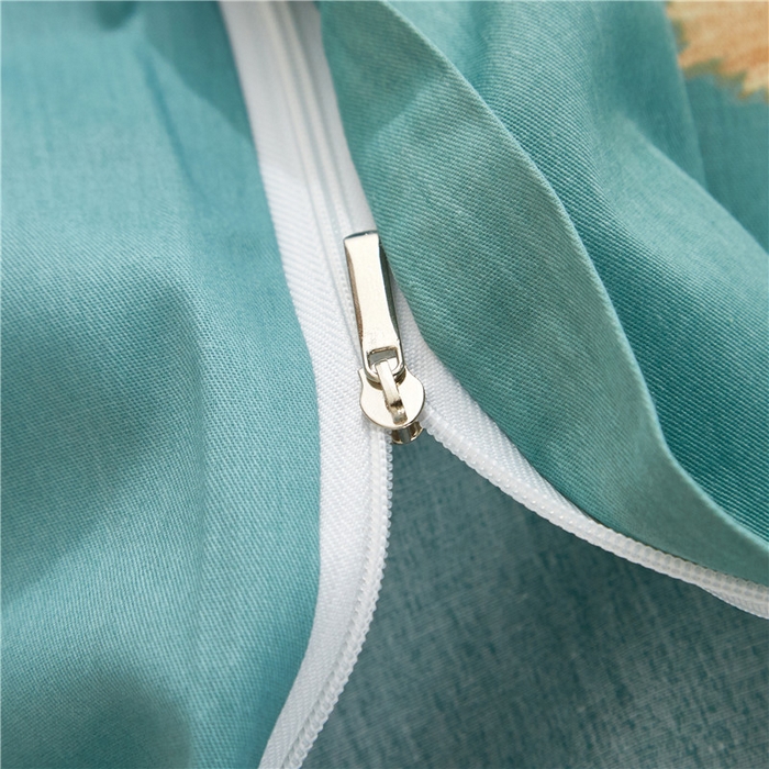 91家纺网 家纺一手货源 找家纺 沐白家居2023大版全棉印花四件套 2春之物羽-绿