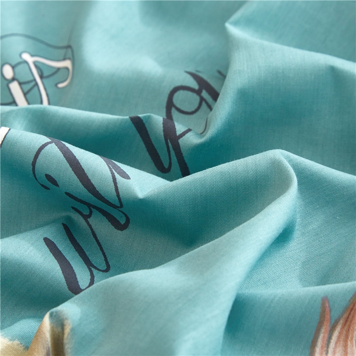 91家纺网 家纺一手货源 找家纺 沐白家居2023大版全棉印花四件套 2春之物羽-绿