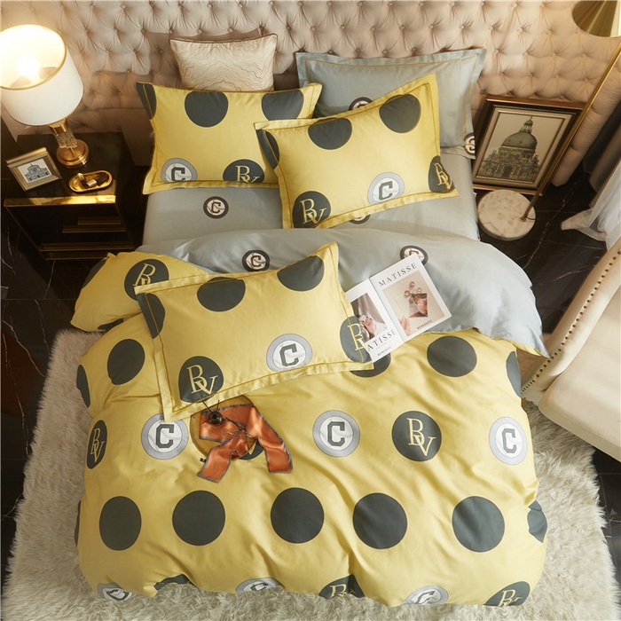 91家纺网 家纺一手货源 找家纺 沐白家居2023大版全棉印花四件套 2极简