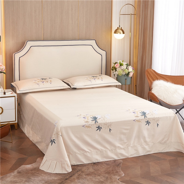 91家纺网 家纺一手货源 找家纺 沐白家居2023大版全棉印花四件套 2莱茵春色-灰