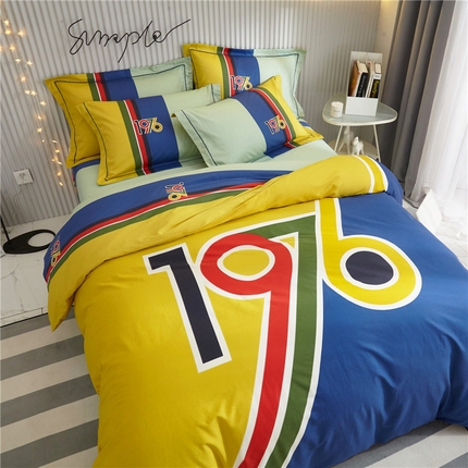 沐白家居2023大版全棉印花四件套 2青春纪念册-黄