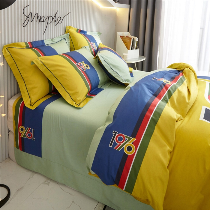 91家纺网 家纺一手货源 找家纺 沐白家居2023大版全棉印花四件套 2青春纪念册-黄