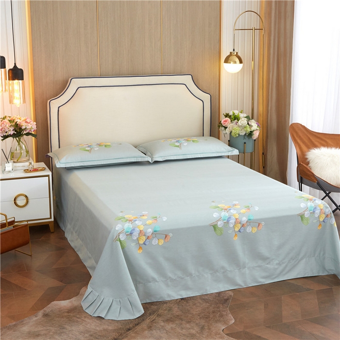 91家纺网 家纺一手货源 找家纺 沐白家居2023大版全棉印花四件套 2琼枝玉叶-紫