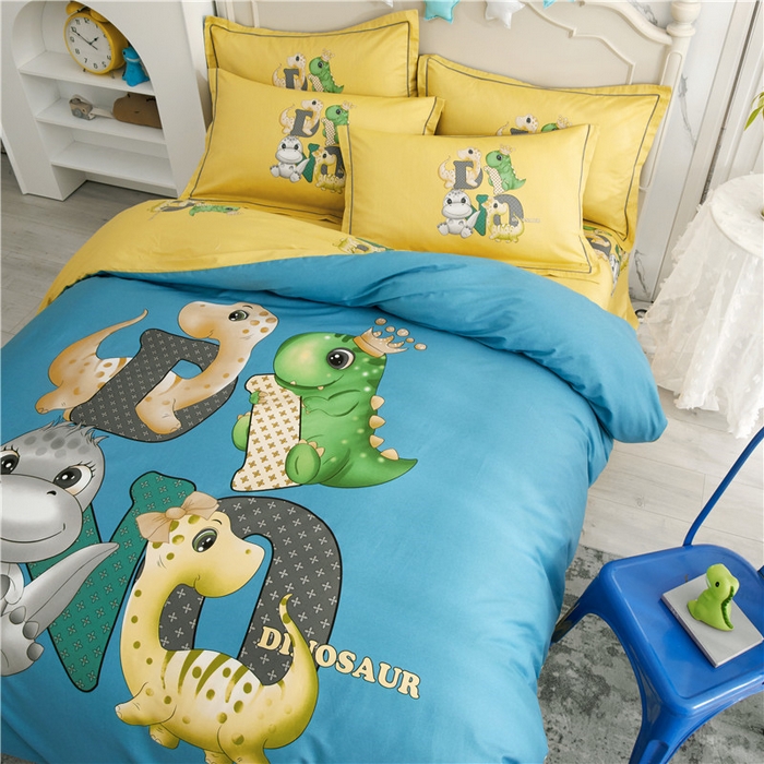 91家纺网 家纺一手货源 找家纺 沐白家居2023大版全棉印花四件套 2神奇宝贝-兰