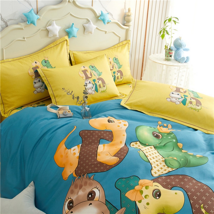 91家纺网 家纺一手货源 找家纺 沐白家居2023大版全棉印花四件套 2神奇宝贝-兰