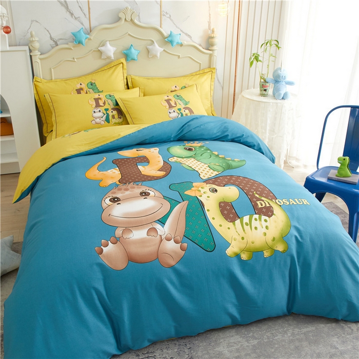 91家纺网 家纺一手货源 找家纺 沐白家居2023大版全棉印花四件套 2神奇宝贝-兰