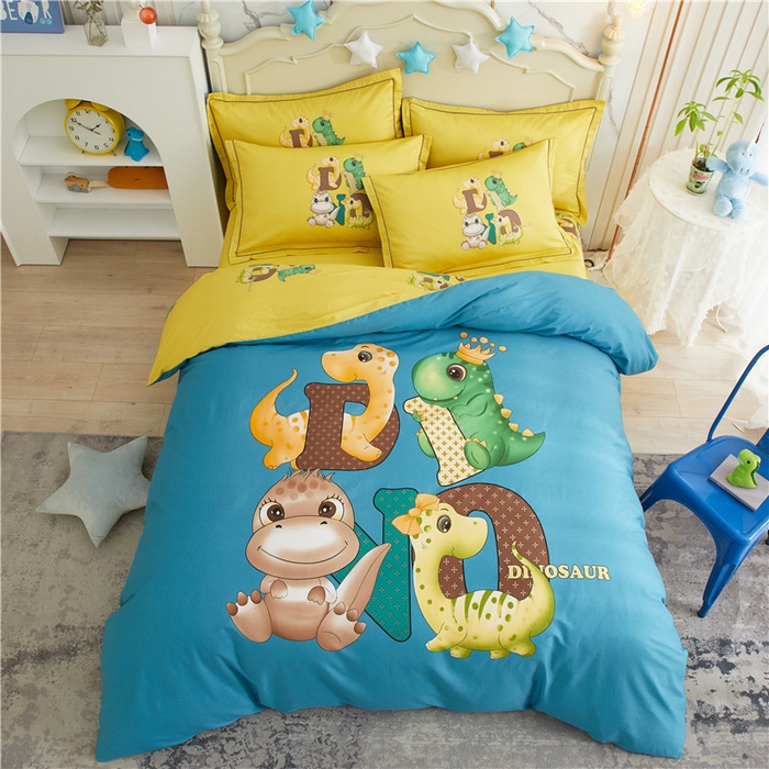 91家纺网 家纺一手货源 找家纺 沐白家居2023大版全棉印花四件套 2神奇宝贝-兰