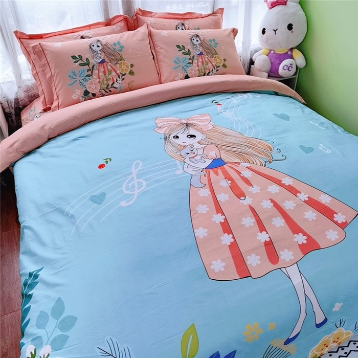 91家纺网 家纺一手货源 找家纺 沐白家居2023大版全棉印花四件套 2甜心公主