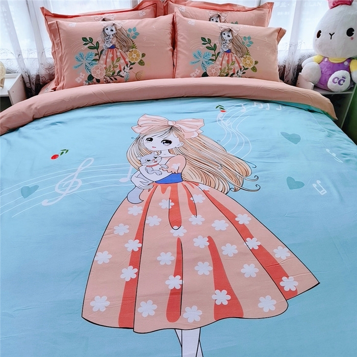 91家纺网 家纺一手货源 找家纺 沐白家居2023大版全棉印花四件套 2甜心公主