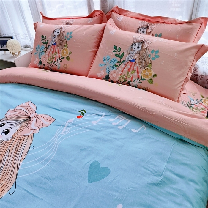 91家纺网 家纺一手货源 找家纺 沐白家居2023大版全棉印花四件套 2甜心公主