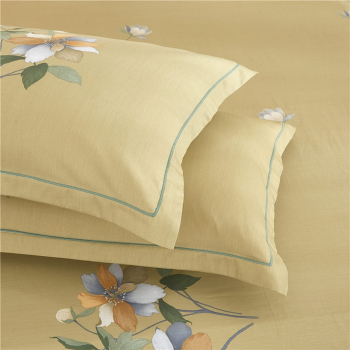 91家纺网 家纺一手货源 找家纺 沐白家居2023大版全棉印花四件套 2夏薇儿-黄