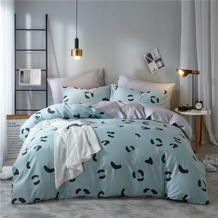 91家纺网 家纺一手货源 找家纺 沐白家居2023大版全棉印花四件套 0小恋曲-绿