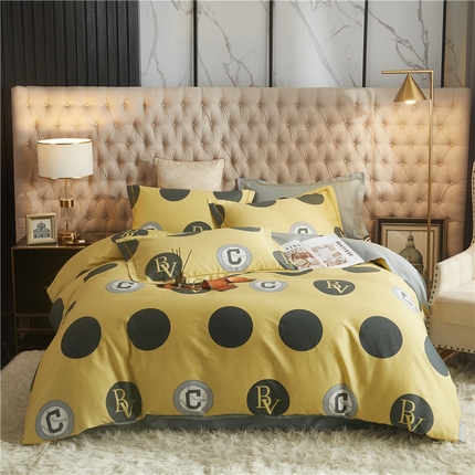 91家纺网 家纺一手货源 找家纺 沐白家居2023大版全棉印花四件套 2极简