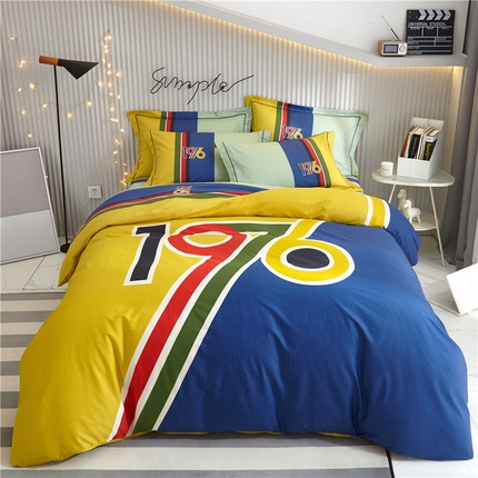 91家纺网 家纺一手货源 找家纺 沐白家居2023大版全棉印花四件套 2青春纪念册-黄