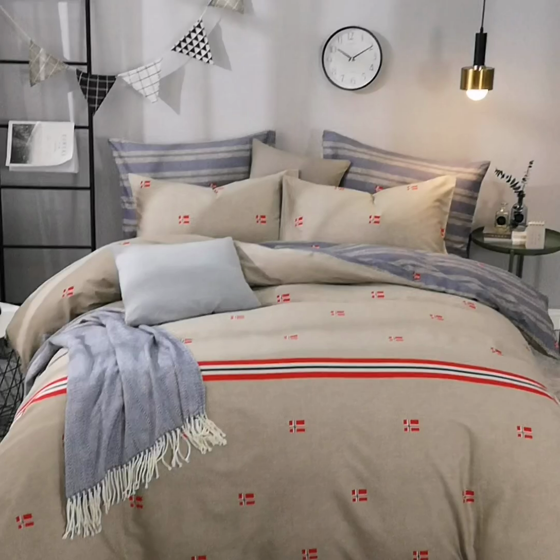 91家纺网 家纺一手货源 找家纺 沐白家居2023大版全棉印花四件套 0瑞希