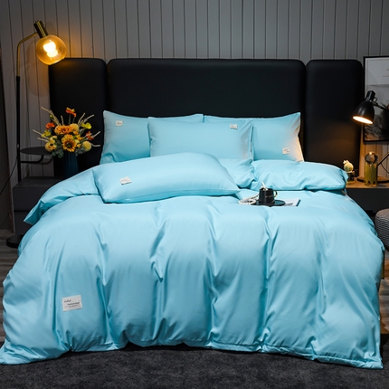 91家纺网 家纺一手货源 找家纺 红日子2023新款水洗真丝纯色四件套 水光绿