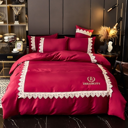 91家纺网 家纺一手货源 找家纺 （总）莉莉安 2025新款花边刺绣亲肤磨毛四件套梦境系列