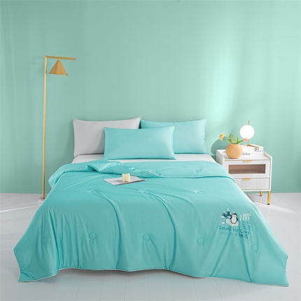 91家纺网 家纺一手货源 找家纺 （总）2023新款纯色凉感丝夏被直播爆款AB版撞色夏凉被空调被 馨明