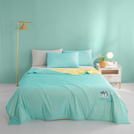 91家纺网 家纺一手货源 找家纺 （总）2023新款纯色凉感丝夏被直播爆款AB版撞色夏凉被空调被 馨明