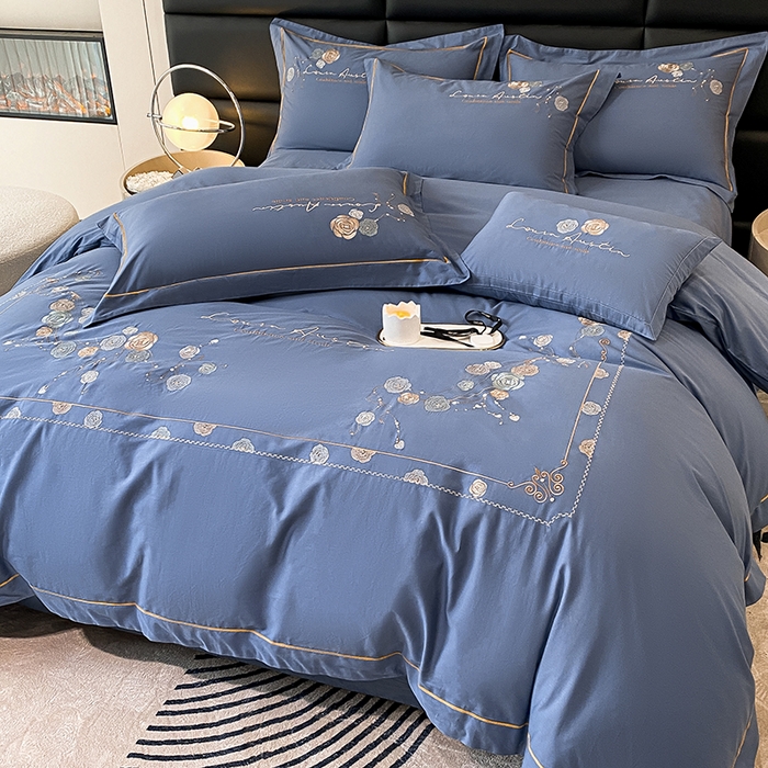 91家纺网 家纺一手货源 找家纺 （总）绒世界2024新款全棉刺绣烟雨系列四件套