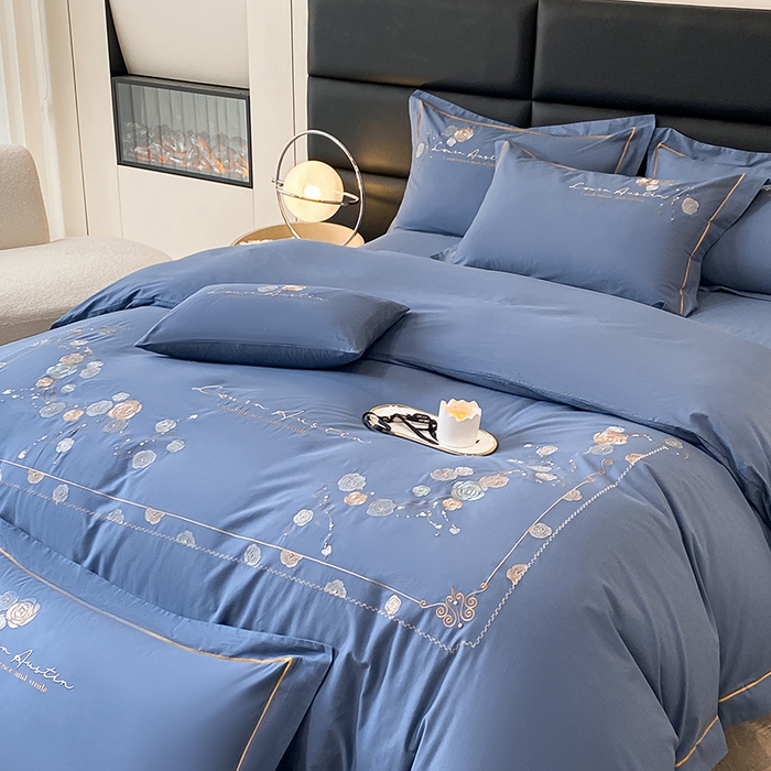 91家纺网 家纺一手货源 找家纺 （总）绒世界2024新款全棉刺绣烟雨系列四件套