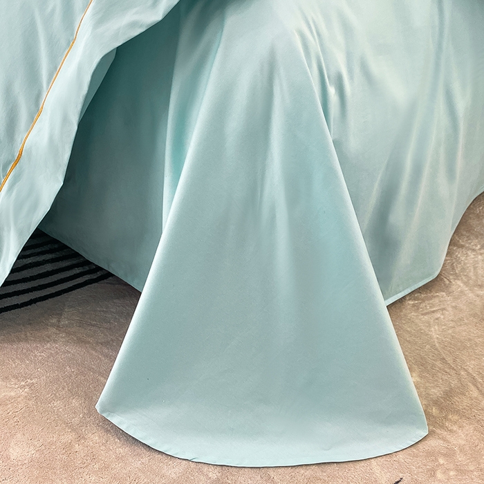 91家纺网 家纺一手货源 找家纺 绒世界2024新款全棉刺绣烟雨系列四件套 一袭烟雨-奶油绿