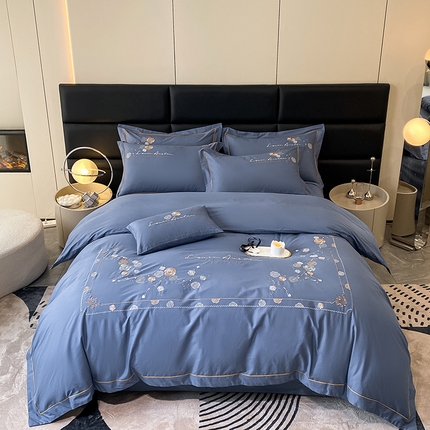 91家纺网 家纺一手货源 找家纺 （总）绒世界2024新款全棉刺绣烟雨系列四件套