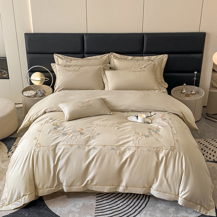 91家纺网 家纺一手货源 找家纺 （总）绒世界2024新款全棉刺绣烟雨系列四件套