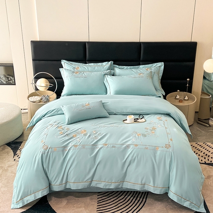 91家纺网 家纺一手货源 找家纺 （总）绒世界2024新款全棉刺绣烟雨系列四件套