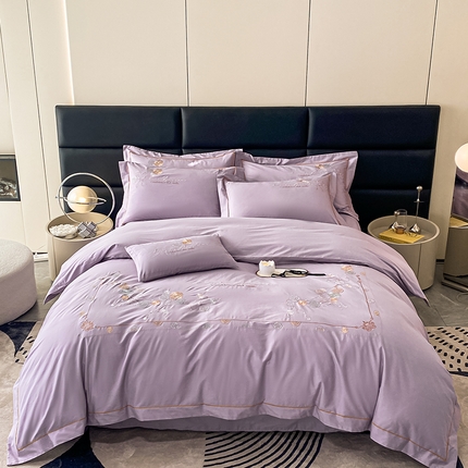 91家纺网 家纺一手货源 找家纺 （总）绒世界2024新款全棉刺绣烟雨系列四件套