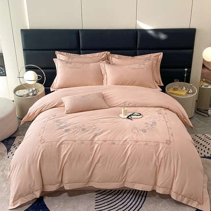 91家纺网 家纺一手货源 找家纺 （总）绒世界2024新款全棉刺绣烟雨系列四件套