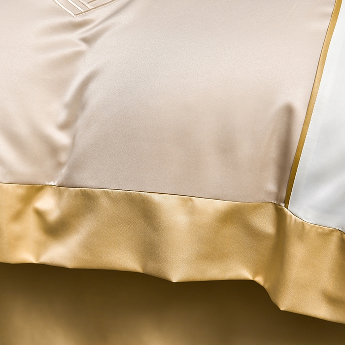 91家纺网 家纺一手货源 找家纺 绒世界  2024新款水洗天丝刺绣维也纳系列四件套 维也纳-奶茶+奶昔白