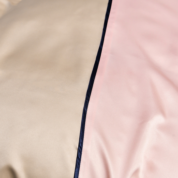 91家纺网 家纺一手货源 找家纺 绒世界  2024新款水洗天丝刺绣维也纳系列四件套 维也纳-奶茶+浅粉