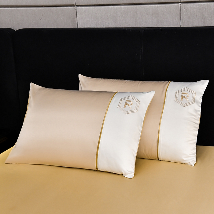 91家纺网 家纺一手货源 找家纺 绒世界  2024新款水洗天丝刺绣维也纳系列四件套 维也纳-奶茶+奶昔白