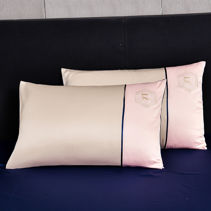 91家纺网 家纺一手货源 找家纺 绒世界  2024新款水洗天丝刺绣维也纳系列四件套 维也纳-奶茶+浅粉