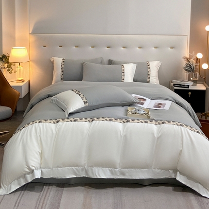 91家纺网 家纺一手货源 找家纺 （总）欧冠 2023新款水洗棉麻印花四件套-简爱系列