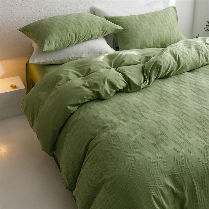 91家纺网 家纺一手货源 找家纺 瑞米家居2023新款A类华夫格四件套-爱尚-迷之恋 爱尚-豆绿