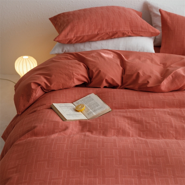 91家纺网 家纺一手货源 找家纺 瑞米家居2023新款A类华夫格四件套-爱尚-迷之恋 爱尚-海棠红