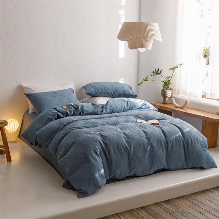 91家纺网 家纺一手货源 找家纺 瑞米家居2023新款A类华夫格四件套-爱尚-迷之恋 爱尚-兰色